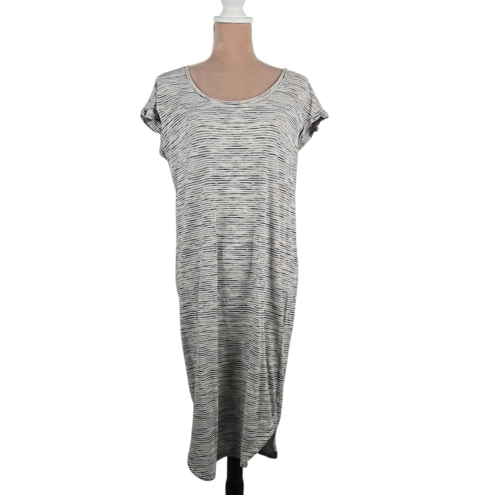 Seafolly Oversized Knit T-Shirt Dress Gray Black Stripe Size XS